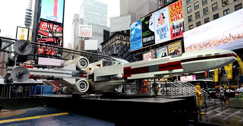 X-wing fighter in Times Square